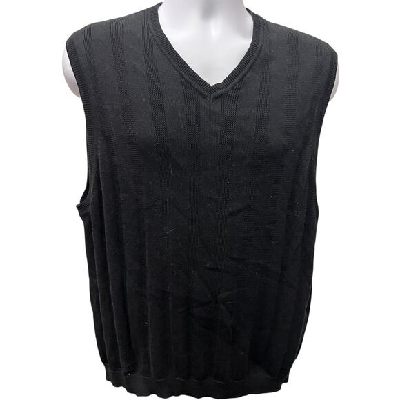 Izod Other - ⛳ IZOD Golf Black Sweater Vest Men’s M 100% Mercerized Cotton Preppy